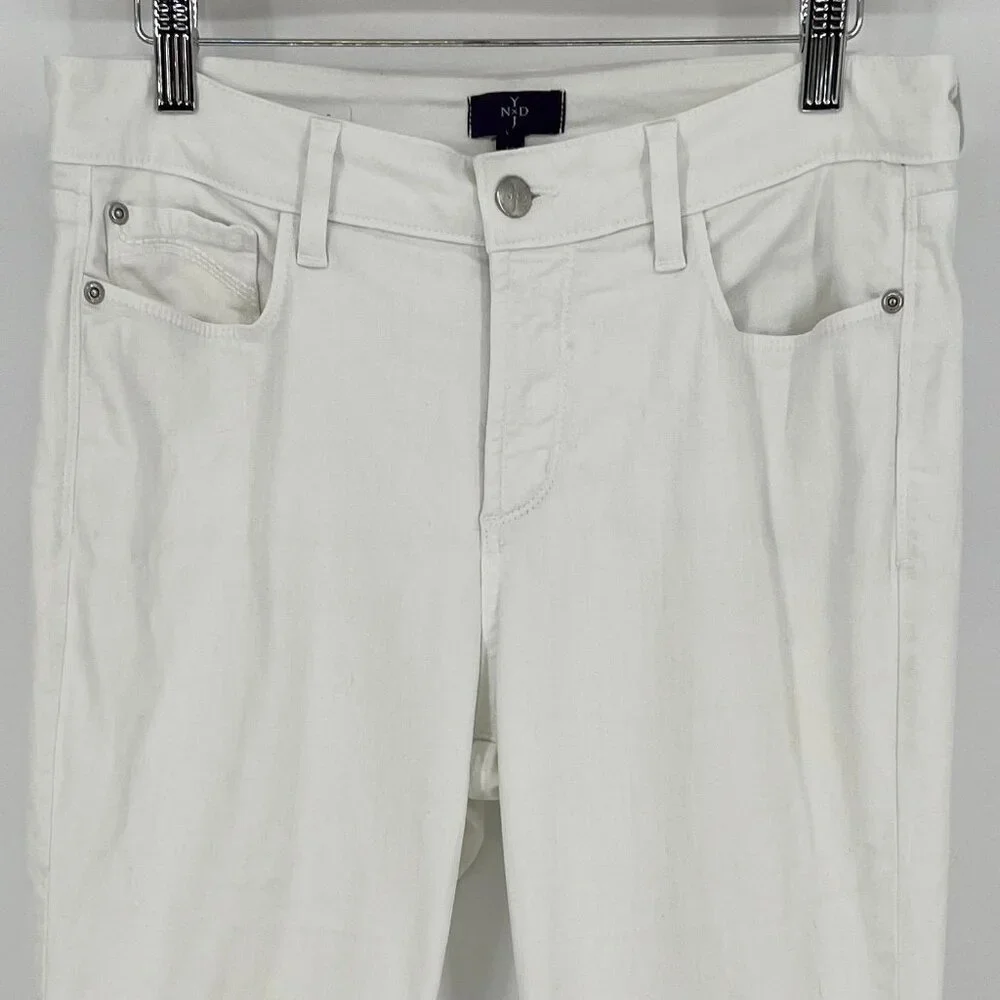 NYDJ Womens Clarissa Ankle Skinny Jeans Size 10 White Denim Lift Tuck Stretch US